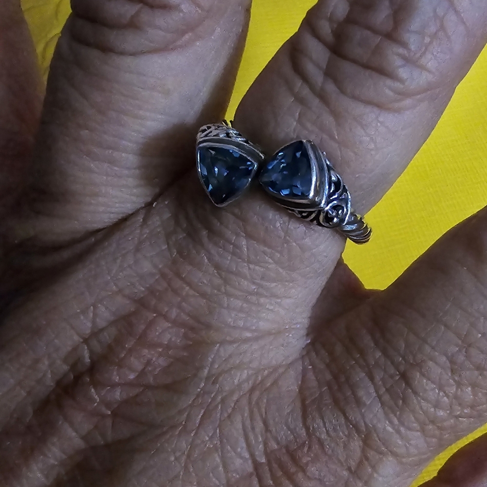 Gorgeous and Unique London Blue Topaz Ring Set in 925 Sterling Silver/ Size 8 - Picture 13 of 16